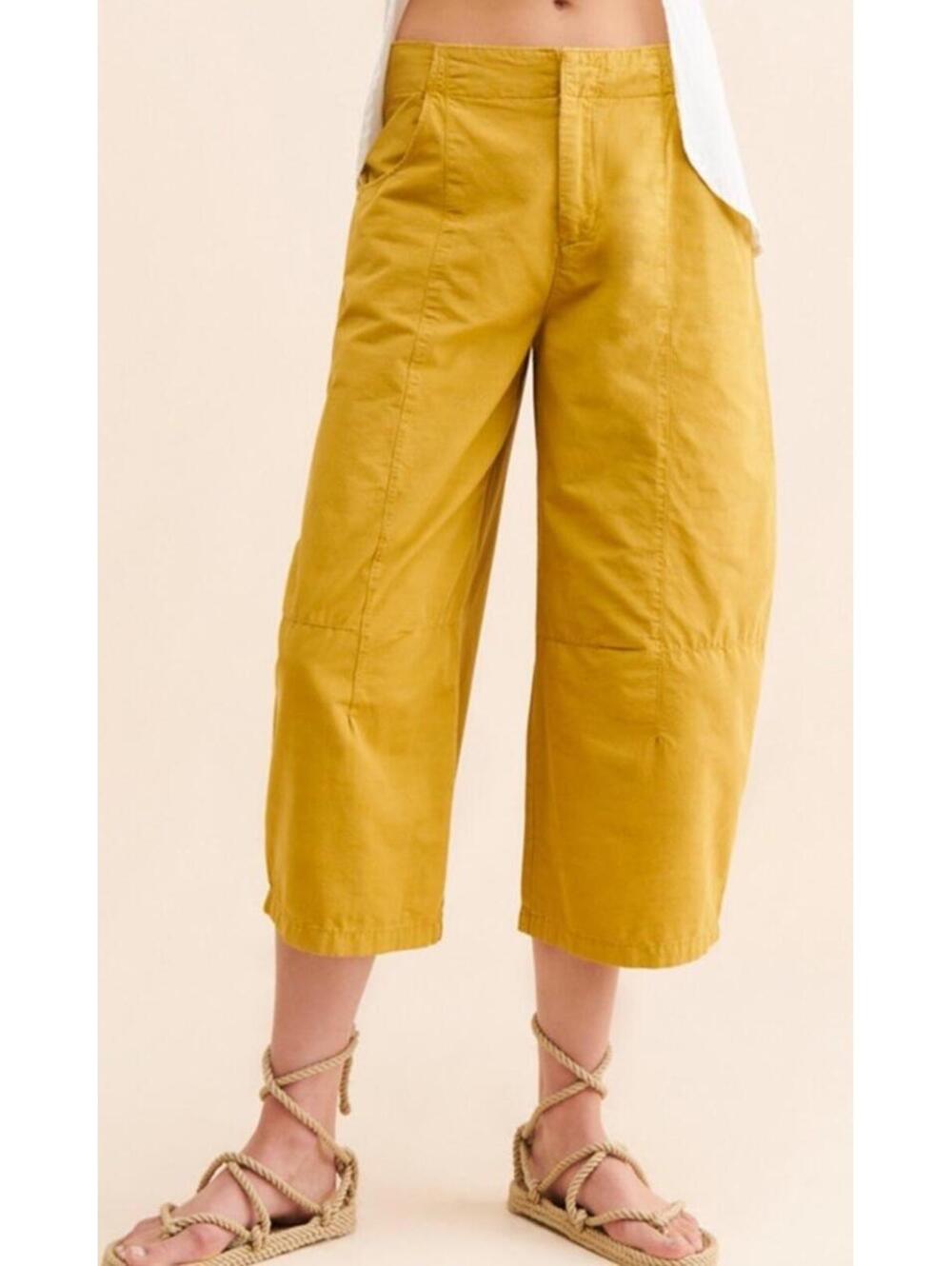 Pilcro Mustard Wide-Leg Cropped Pants